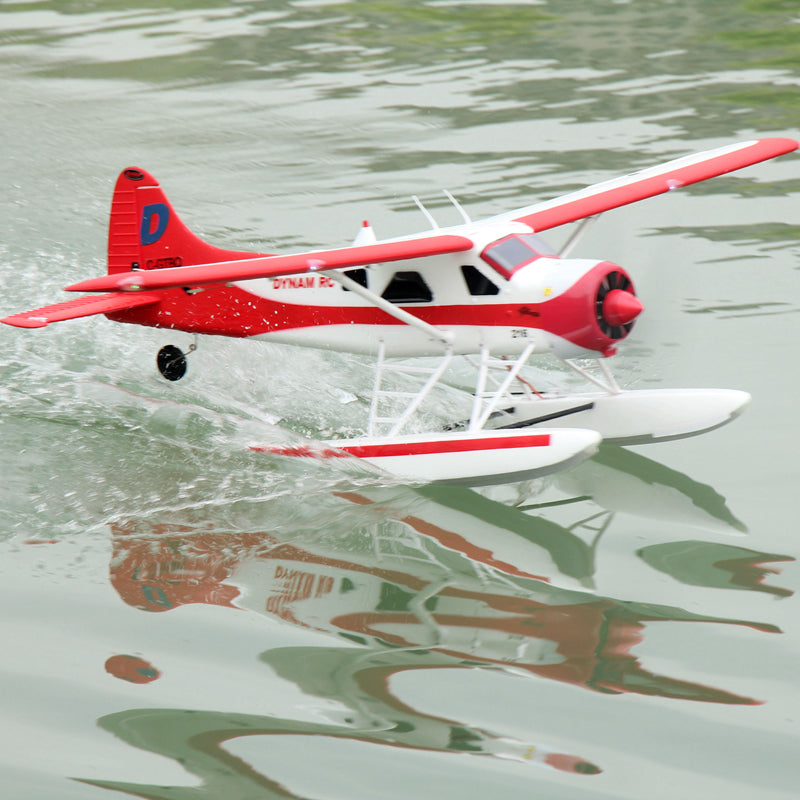 Dynam DHC-2 Beaver V2 Red 4S Sea/Land RC Seaplane 1.5m w/ Flaps Plus Floats